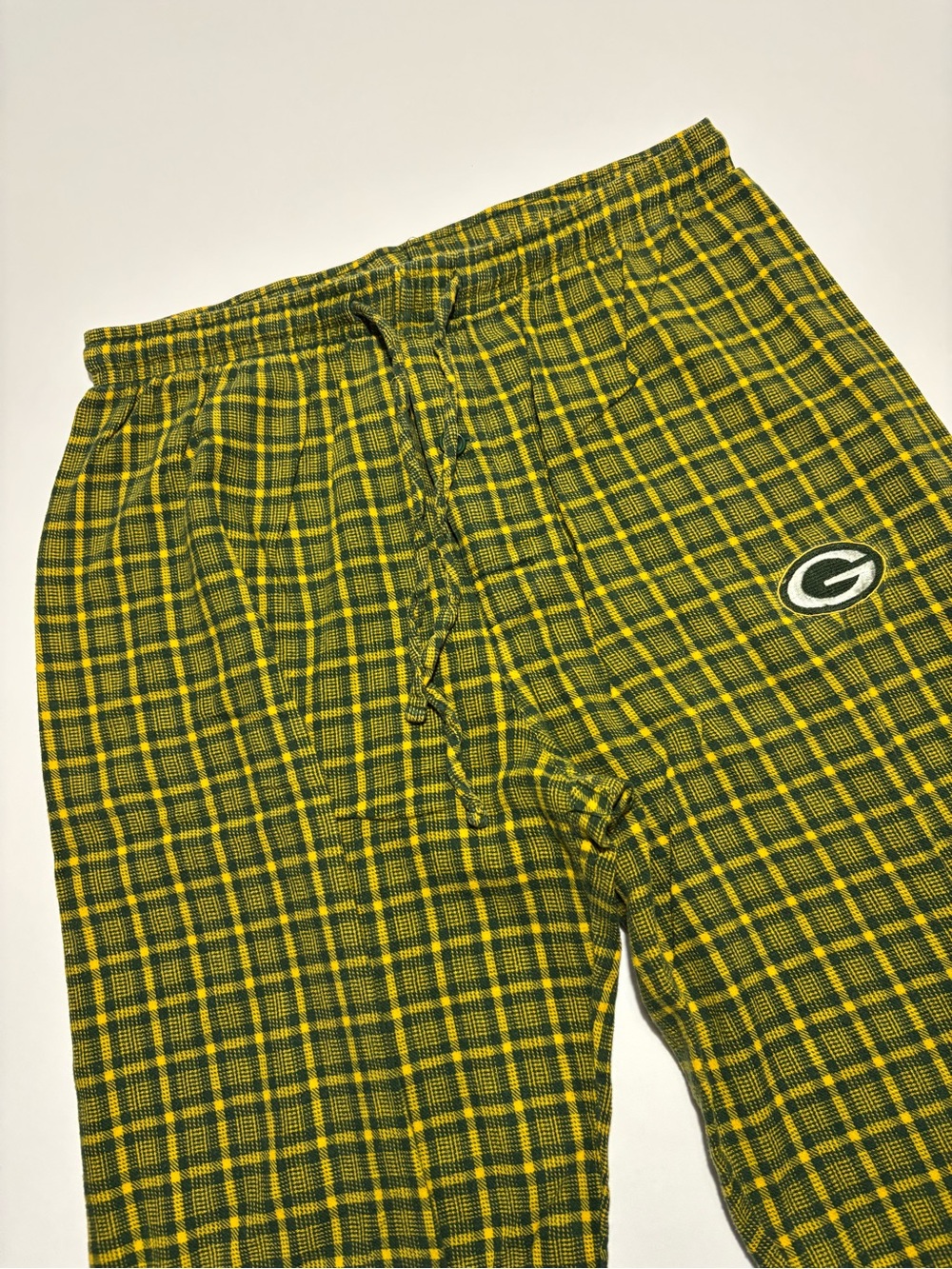 NFL Team Apparel Green & Yellow Plaid Green Bay Packer Flannel Cotton Pajama Pan